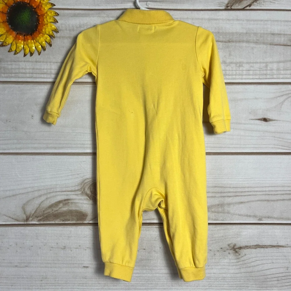 Ralph Lauren Baby Boys Yellow Long Sleeve Polo Romper Jumpsuit 12M‎